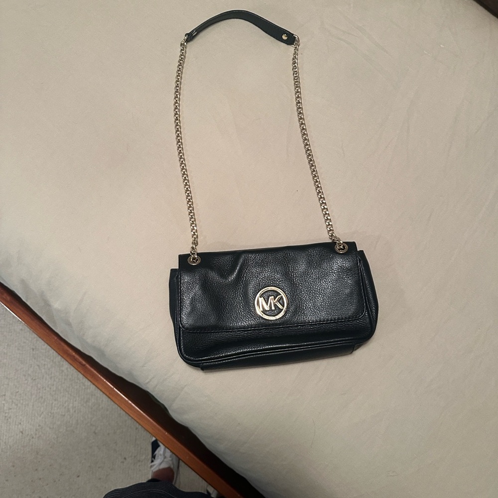 Michael Kors Black Shoulder Bag with Gold Chain